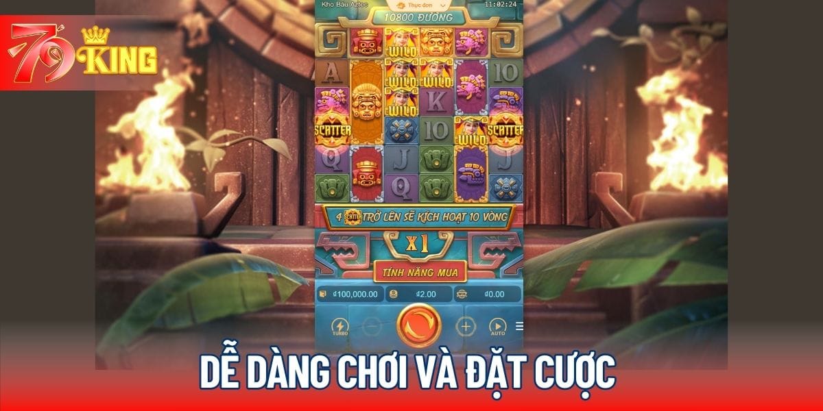 Các thao tác đặt cược và quay thưởng game nổ hũ 79KING cực đơn giản