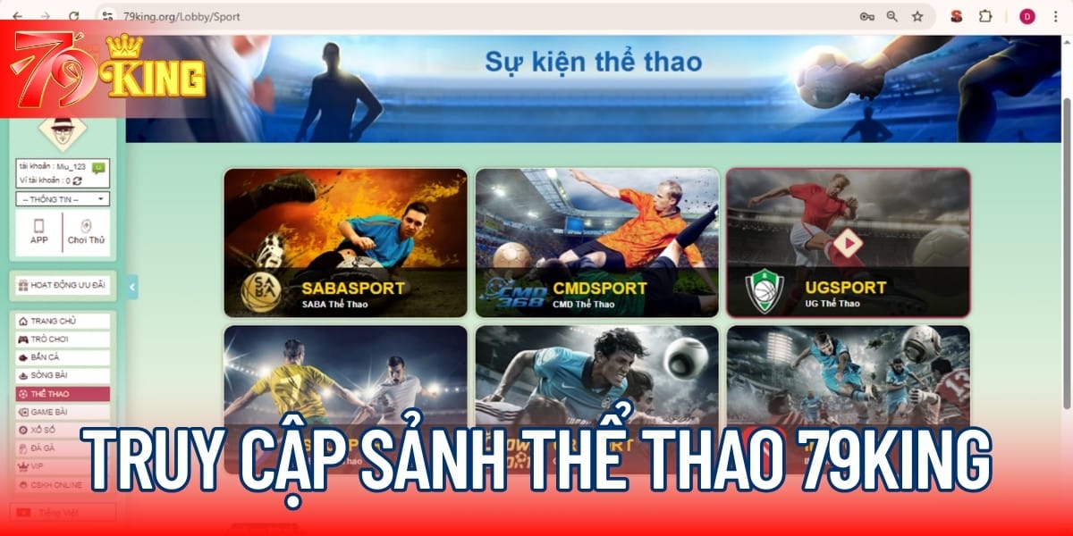 Truy cập sảnh Thể Thao 79KING